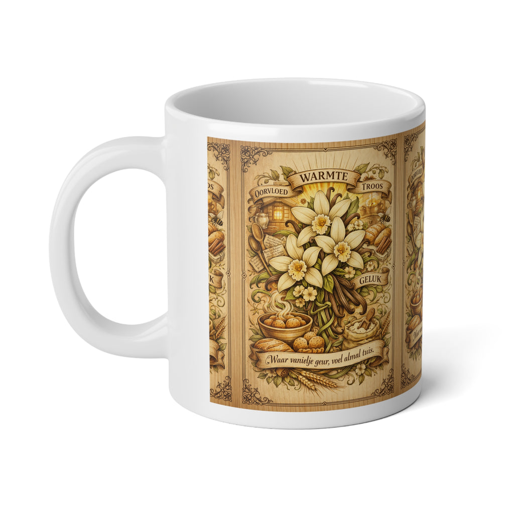 20oz Floral Vintage Jumbo Mug — Daffodil Bouquet & Warm Wishes Ceramic Coffee Cup