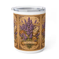 Lavender Apothecary 10oz Insulated Coffee Mug — Vintage Botanical Tea & Herbal Remedy Design