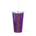 Purple Leopard Print Tumbler with Straw — Reusable Animal Print Travel Cup