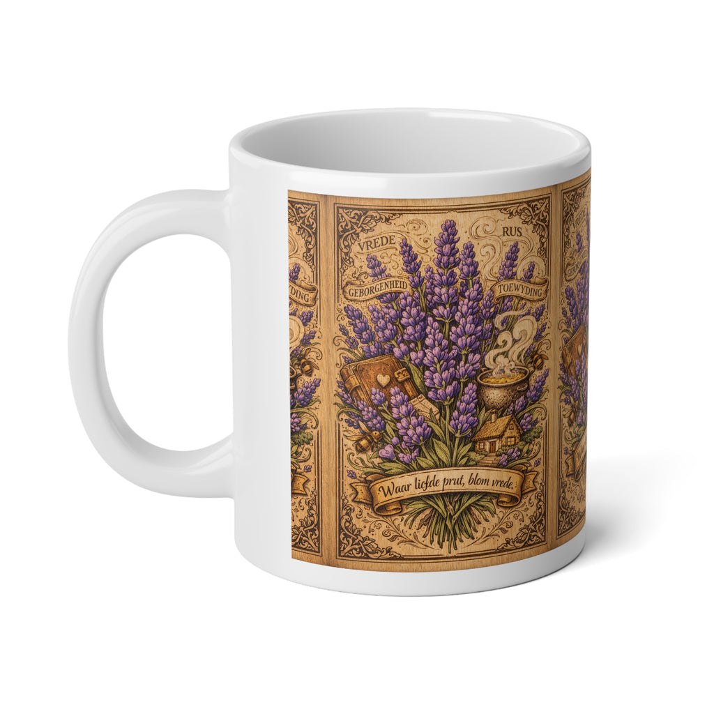 Lavender Apothecary Jumbo Mug — 20oz Vintage Herbal Illustration