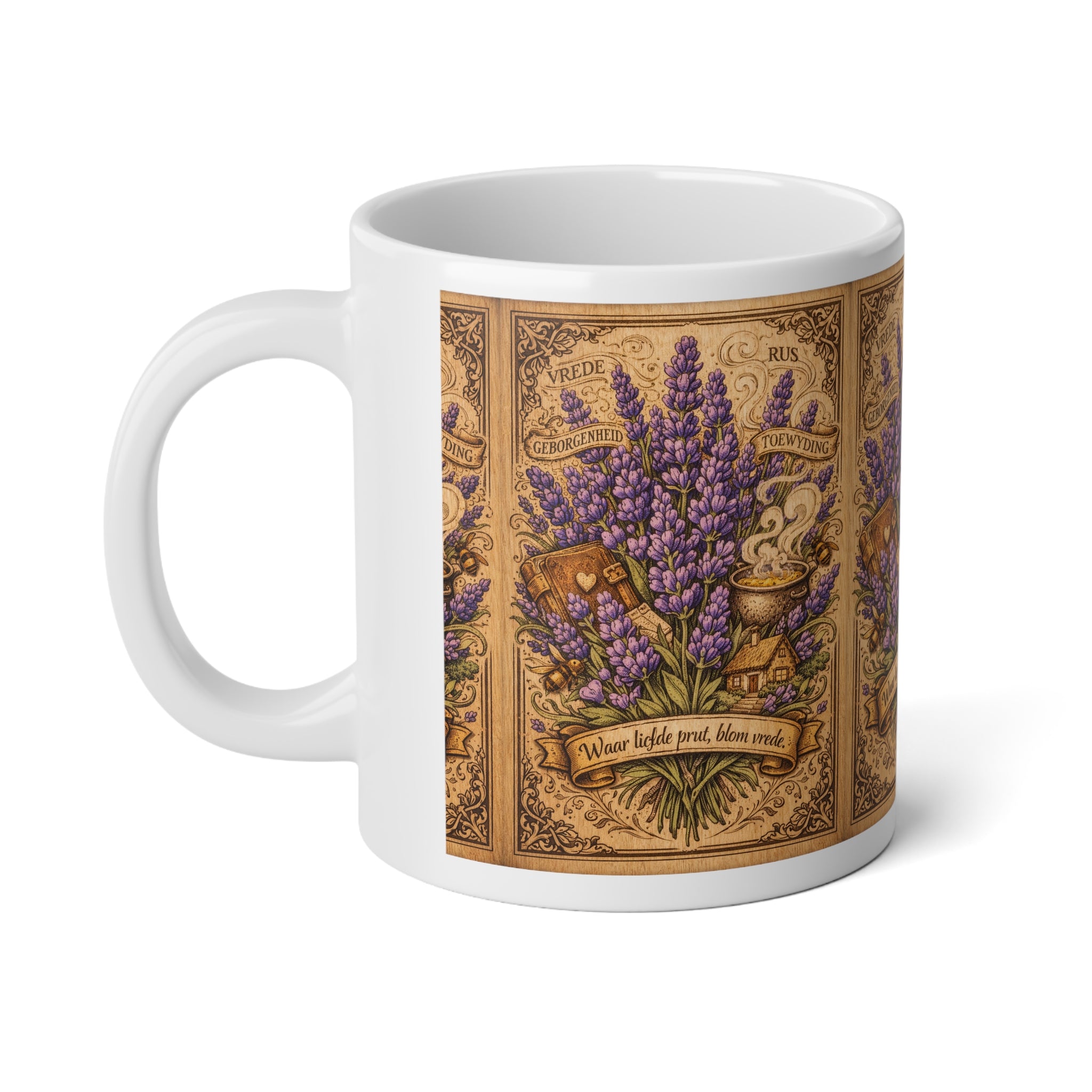 Lavender Apothecary Jumbo Mug — 20oz Vintage Herbal Illustration