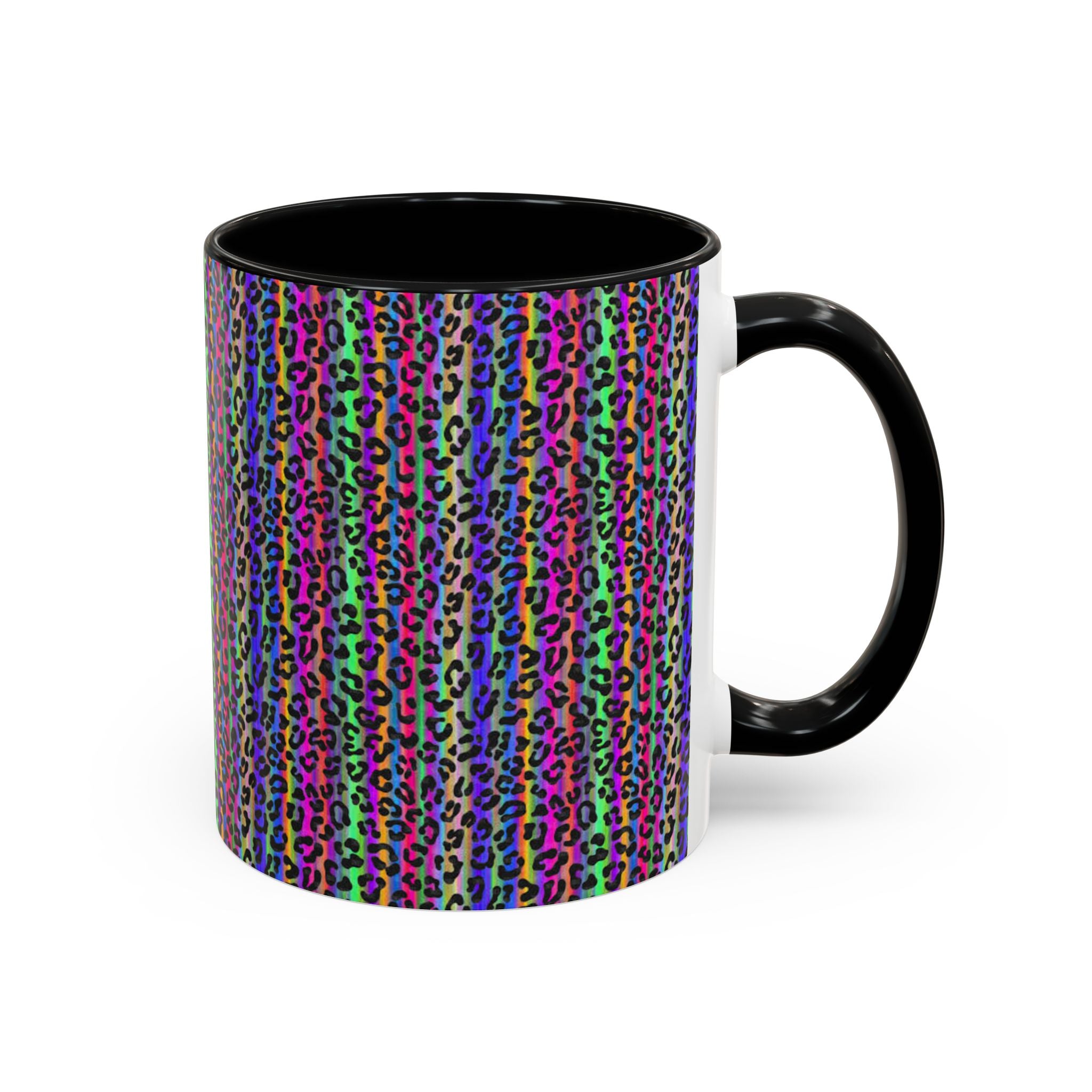 Neon Rainbow Leopard Accent Coffee Mug