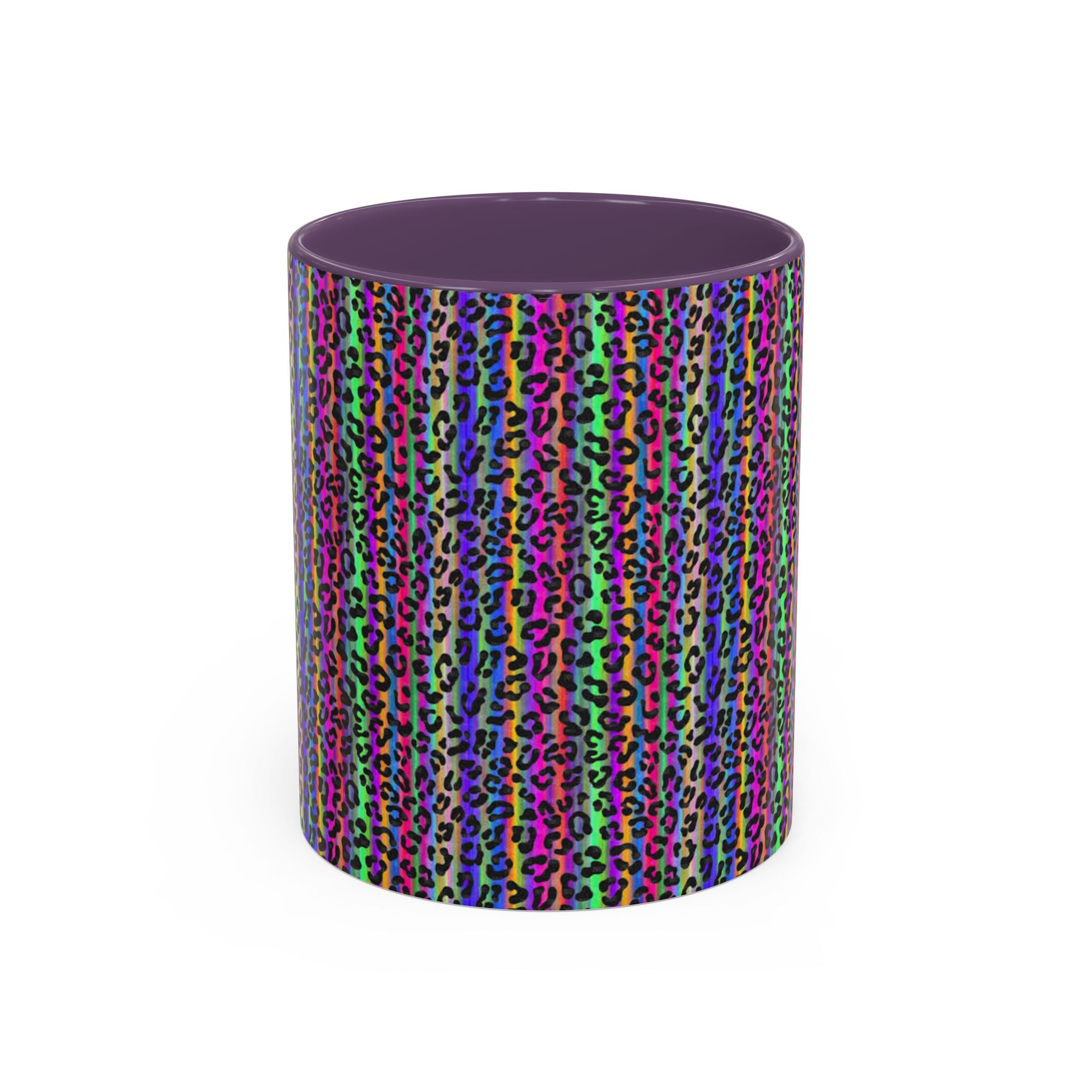 Neon Rainbow Leopard Accent Coffee Mug