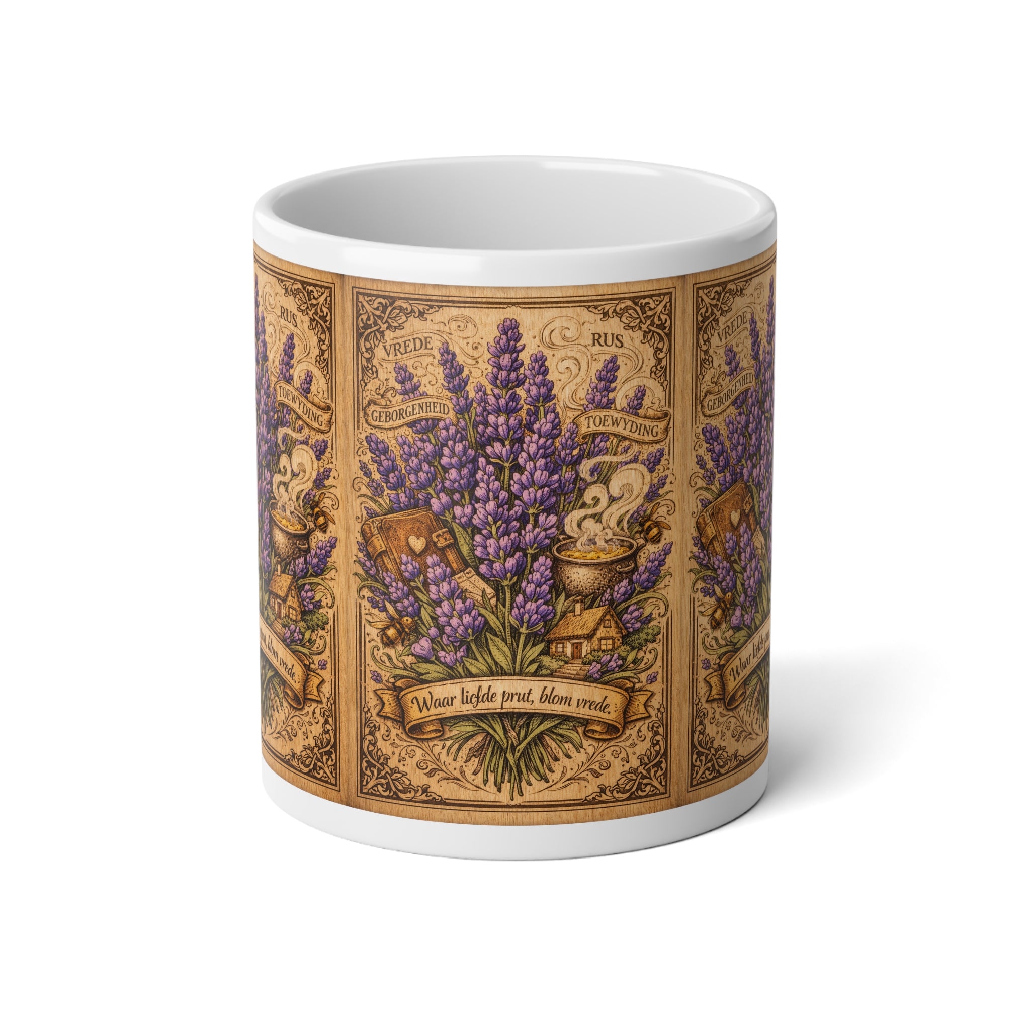 Lavender Apothecary Jumbo Mug — 20oz Vintage Herbal Illustration