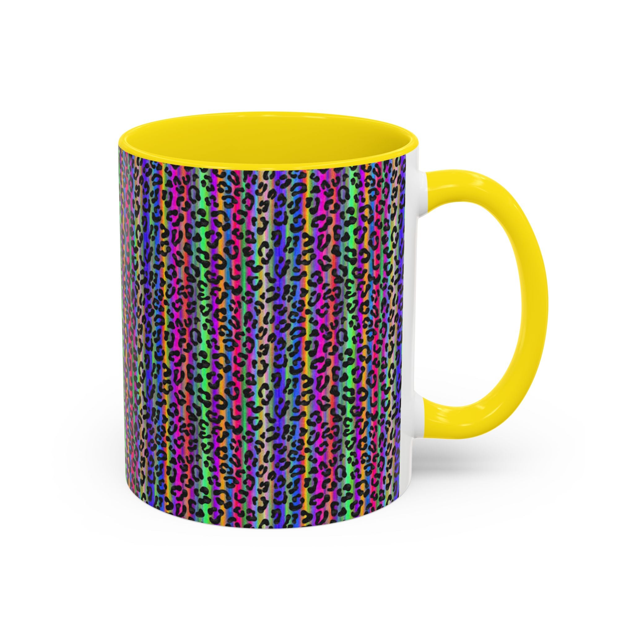 Neon Rainbow Leopard Accent Coffee Mug