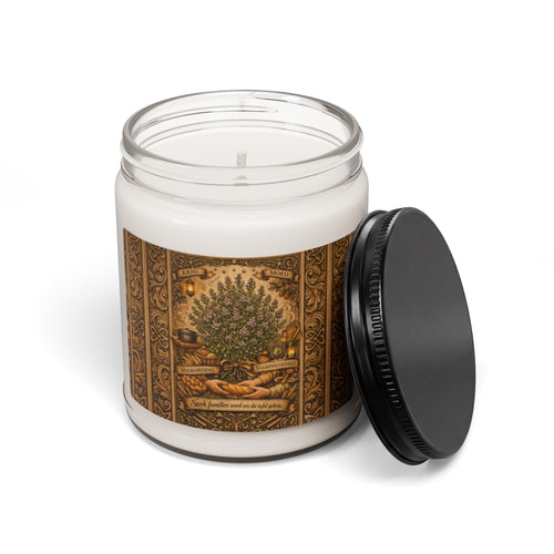 9oz Scented Soy Candle — Vintage Olive Tree Label, Rustic Home Fragrance