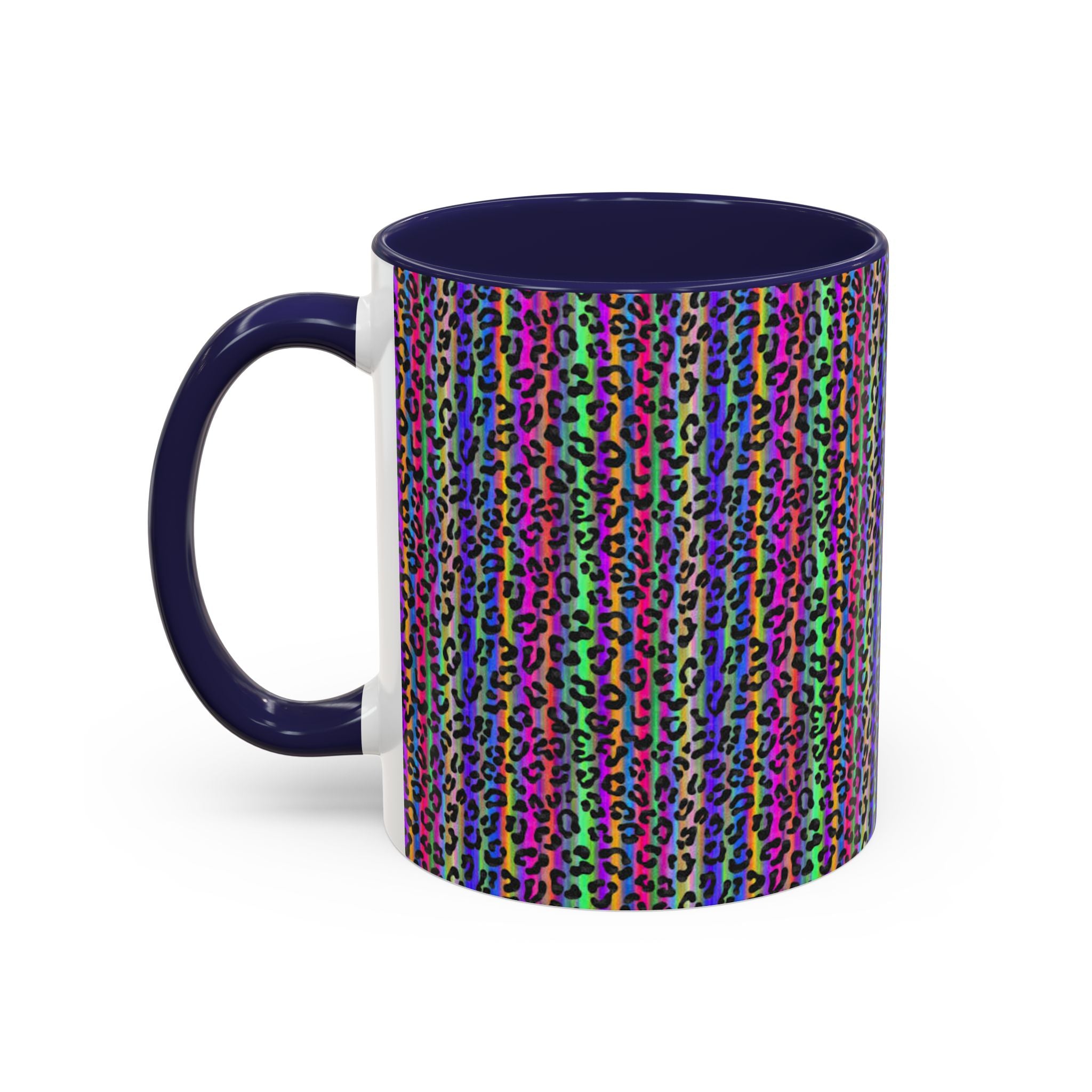 Neon Rainbow Leopard Accent Coffee Mug