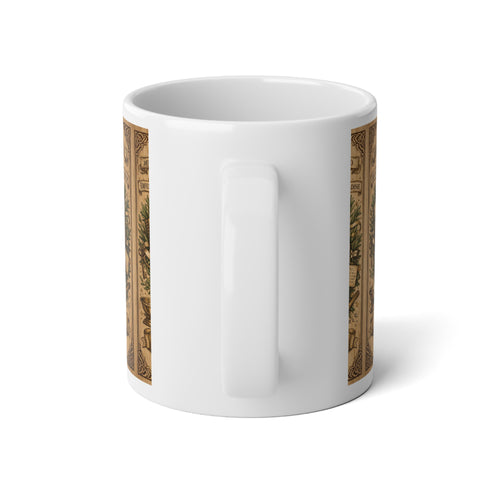 20oz Jumbo Mug — Vintage Apothecary Botanical Design ("Elke resep dra 'n storie")