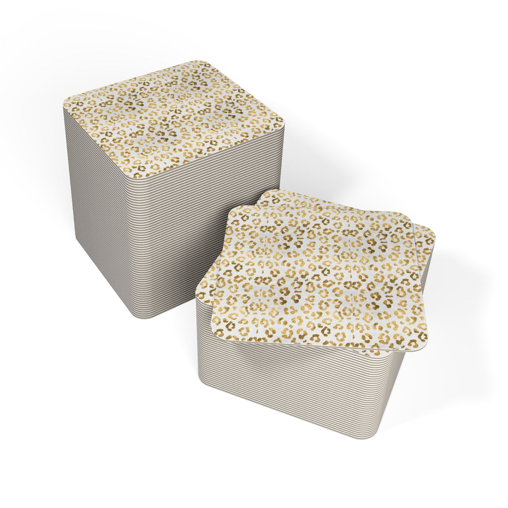 Gold Leopard Print Coasters – Set of 50/100 Decorative Drink Coasters