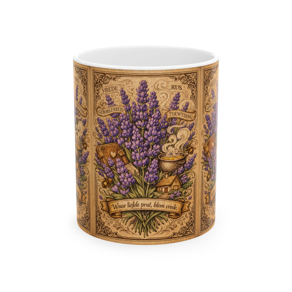 Lavender Apothecary Mug — Vintage Botanical Floral Ceramic Coffee Cup (11oz & 15oz)