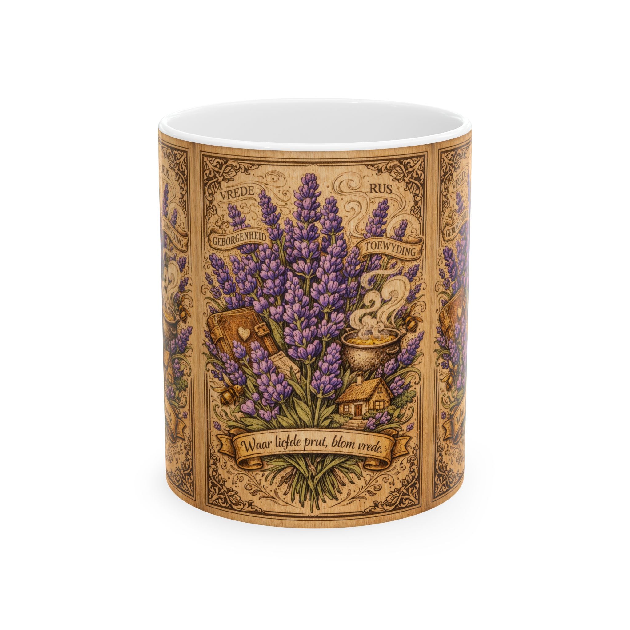 Lavender Apothecary Mug — Vintage Botanical Floral Ceramic Coffee Cup (11oz & 15oz)