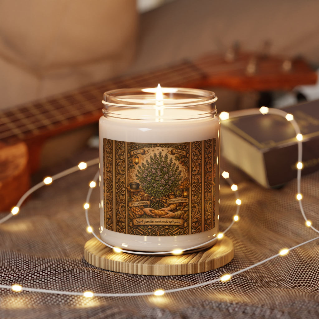 9oz Scented Soy Candle — Vintage Olive Tree Label, Rustic Home Fragrance