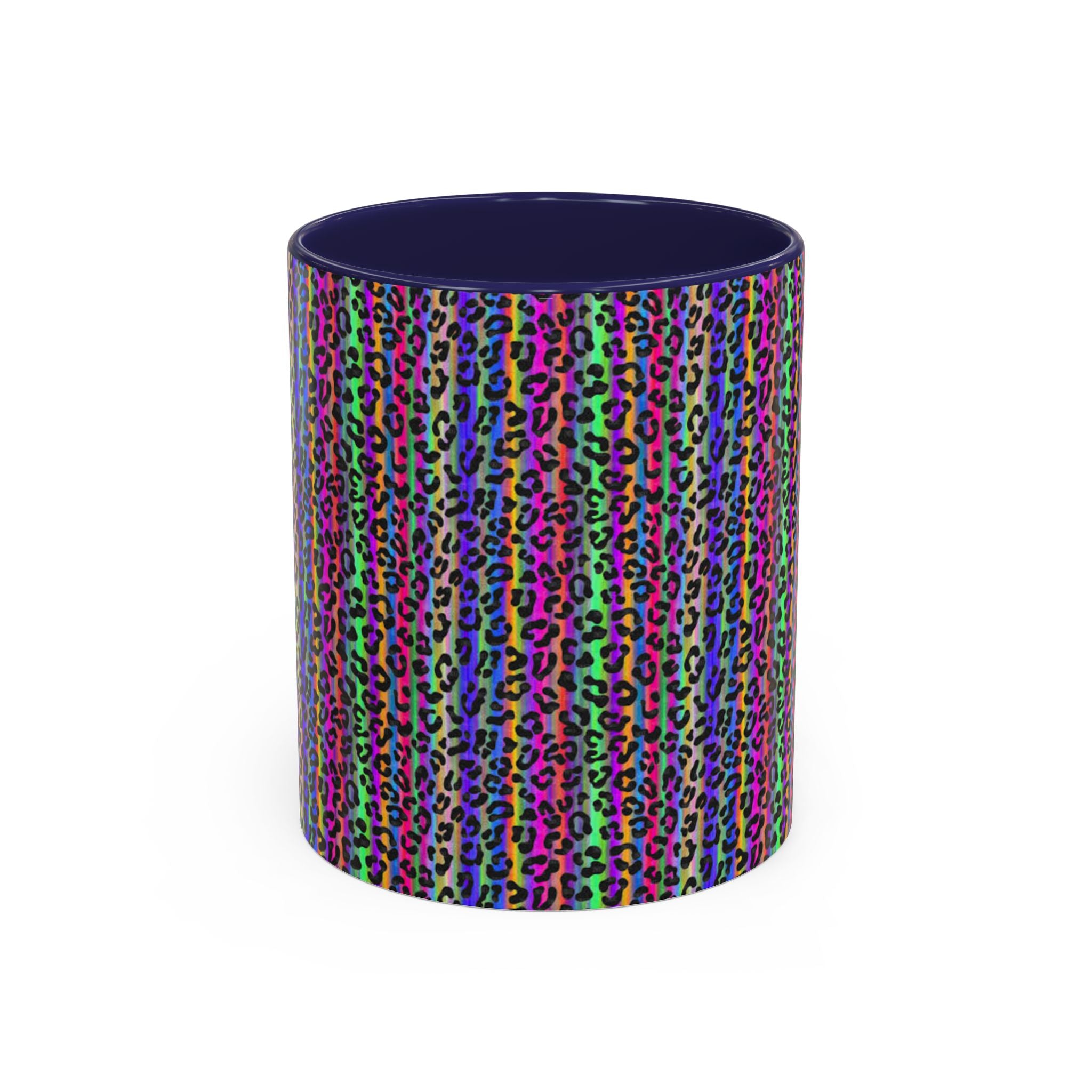 Neon Rainbow Leopard Accent Coffee Mug