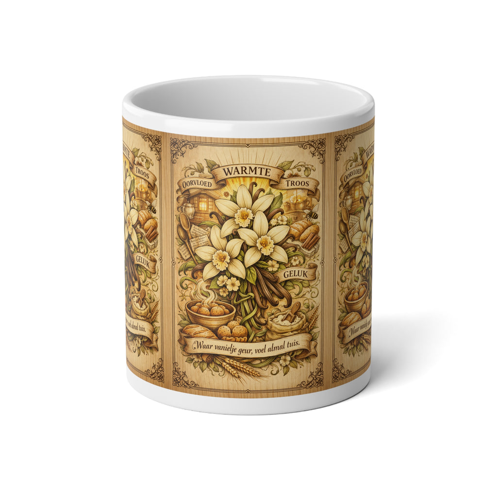 20oz Floral Vintage Jumbo Mug — Daffodil Bouquet & Warm Wishes Ceramic Coffee Cup
