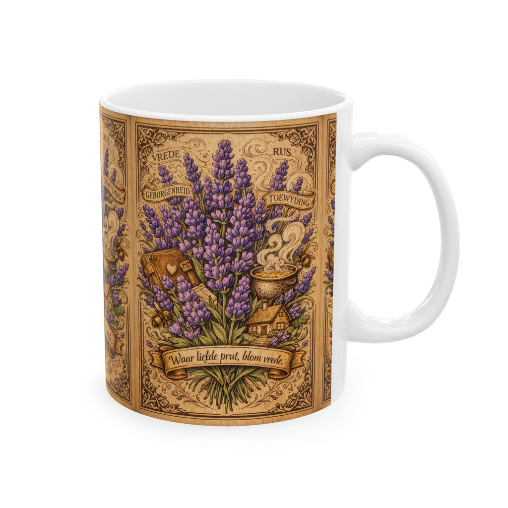 Lavender Apothecary Mug — Vintage Botanical Floral Ceramic Coffee Cup (11oz & 15oz)