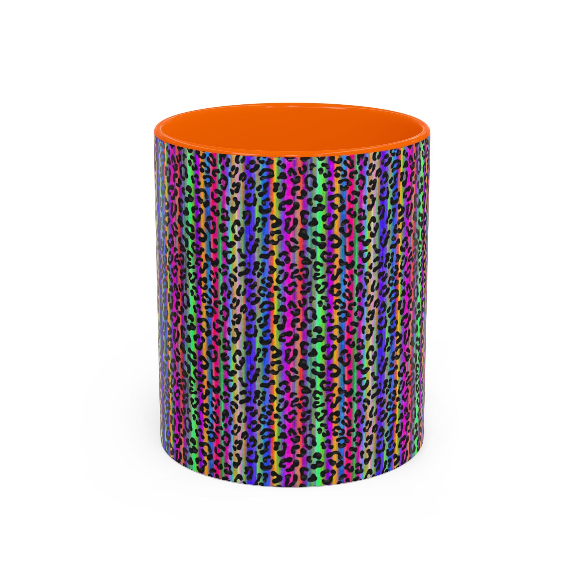 Neon Rainbow Leopard Accent Coffee Mug
