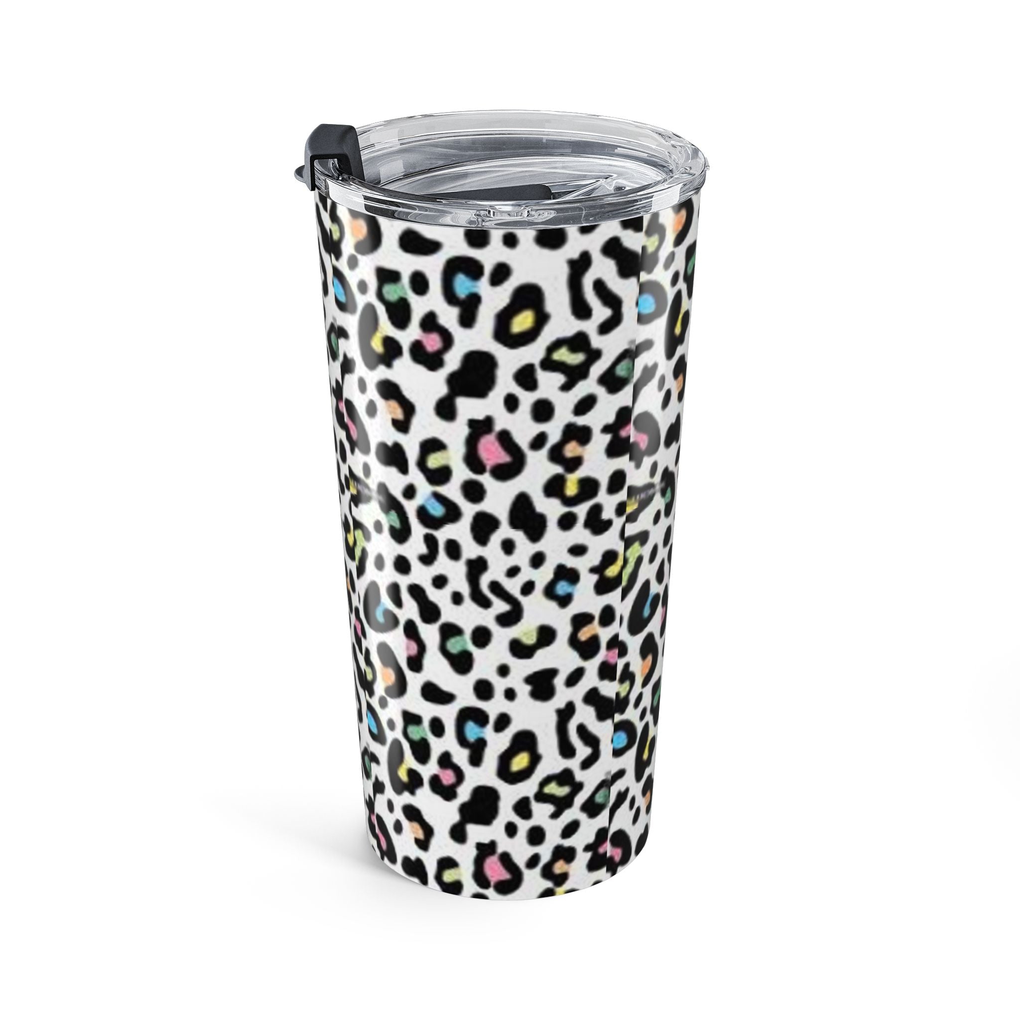 600ml Becher mit Leopardenmuster – Weißer Regenbogen Edelstahl-Reisebecher
