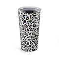 20oz Leopard Print Tumbler — White Rainbow Stainless Travel Cup