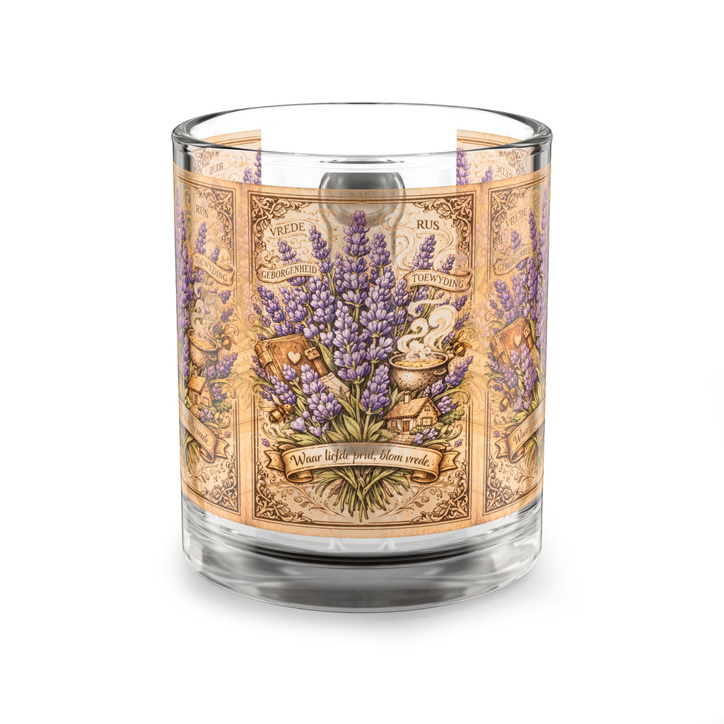 Lavender Botanical Glass Mug — 10 oz Vintage Floral Tea Coffee Cup