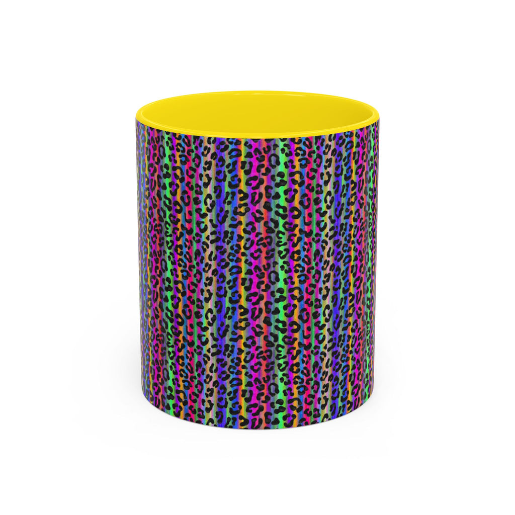 Neon Rainbow Leopard Accent Coffee Mug