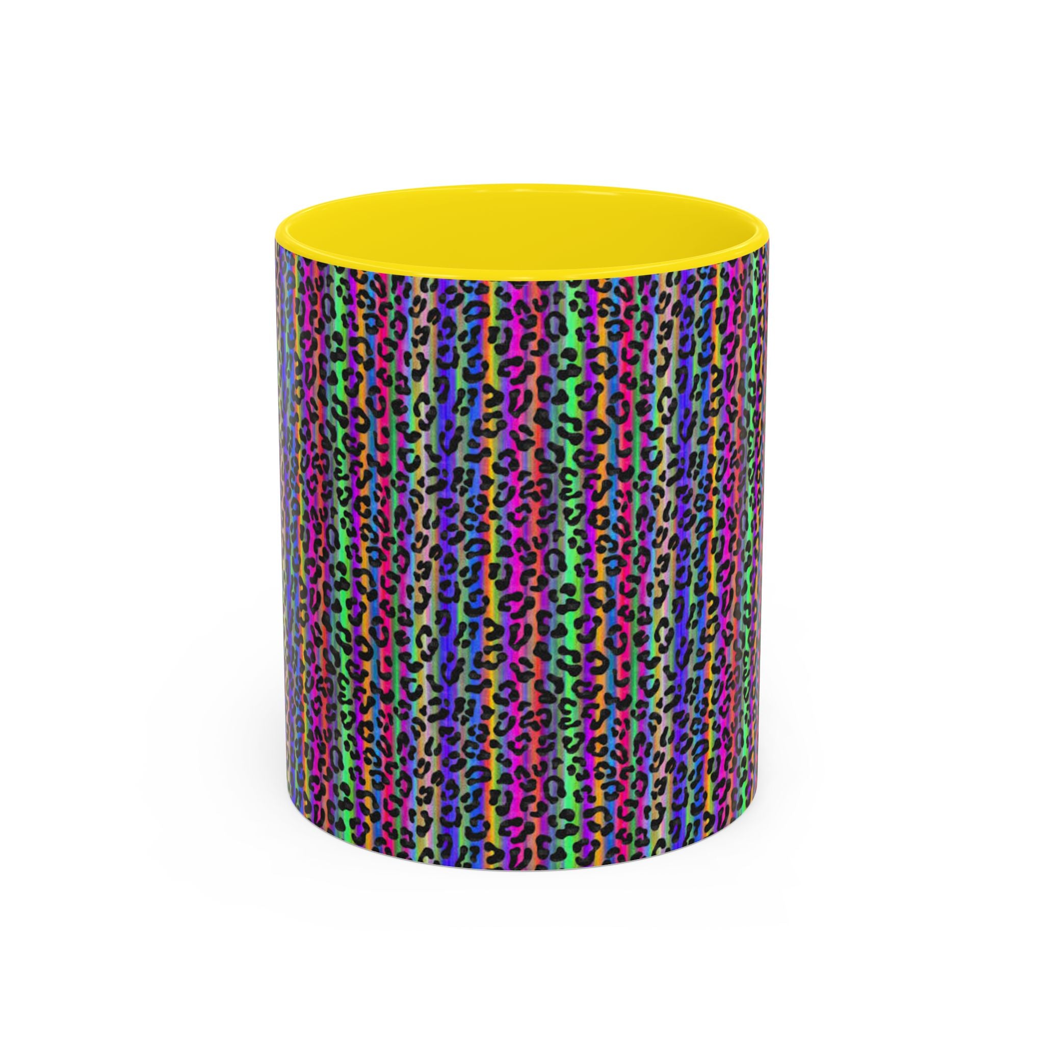 Neon Rainbow Leopard Accent Coffee Mug